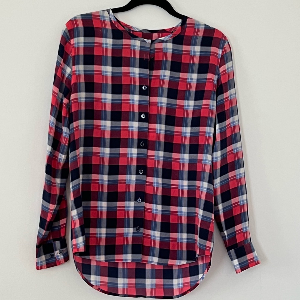 Equipment silk plaid blouse shirt in size small
